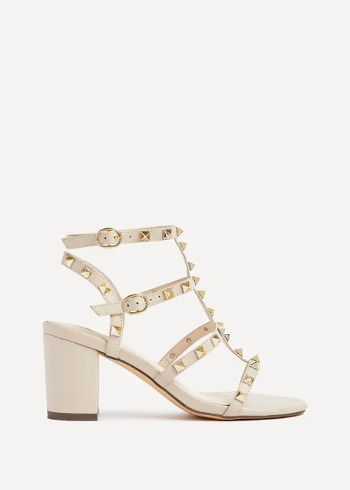 Linzi Tessa Beige Studded Block Heel Sandals - Size 5 Image 2