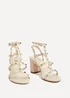 Linzi Tessa Beige Studded Block Heel Sandals - Size 5 Image 3