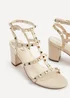 Linzi Tessa Beige Studded Block Heel Sandals - Size 5 Image 5