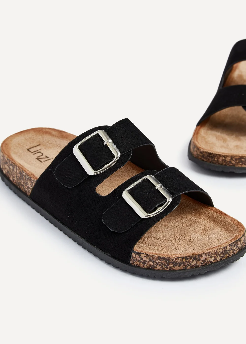 Linzi Echo Black Double Buckle Sandals - Size 6 Image 4