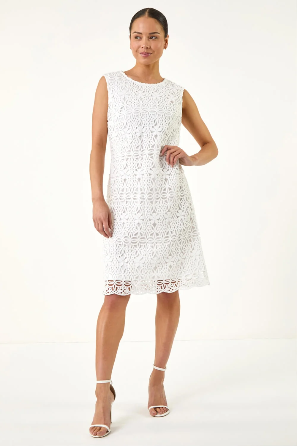 Roman White Petite Lace Shift Dress - 16 Image 2