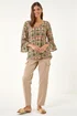 Roman Khaki Ikat Print Flare Sleeve Top - 16 Image 2