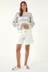 Roman Light Blue Floral Stripe Crochet Knit Jumper - S Image 2