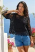 Dusk Black Floral Crochet Top - M Image 2