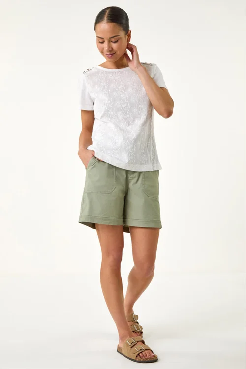 Roman Ivory Petite Contrast Embroidered Top - 16 Image 2