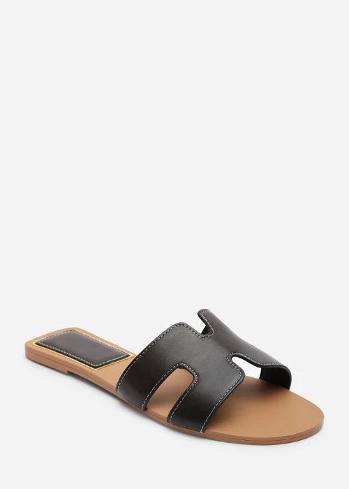 Where's That From Grazia Cut Out Design Wide Fit Slide On Sandals With Contrast Stitching - 4 Image 2