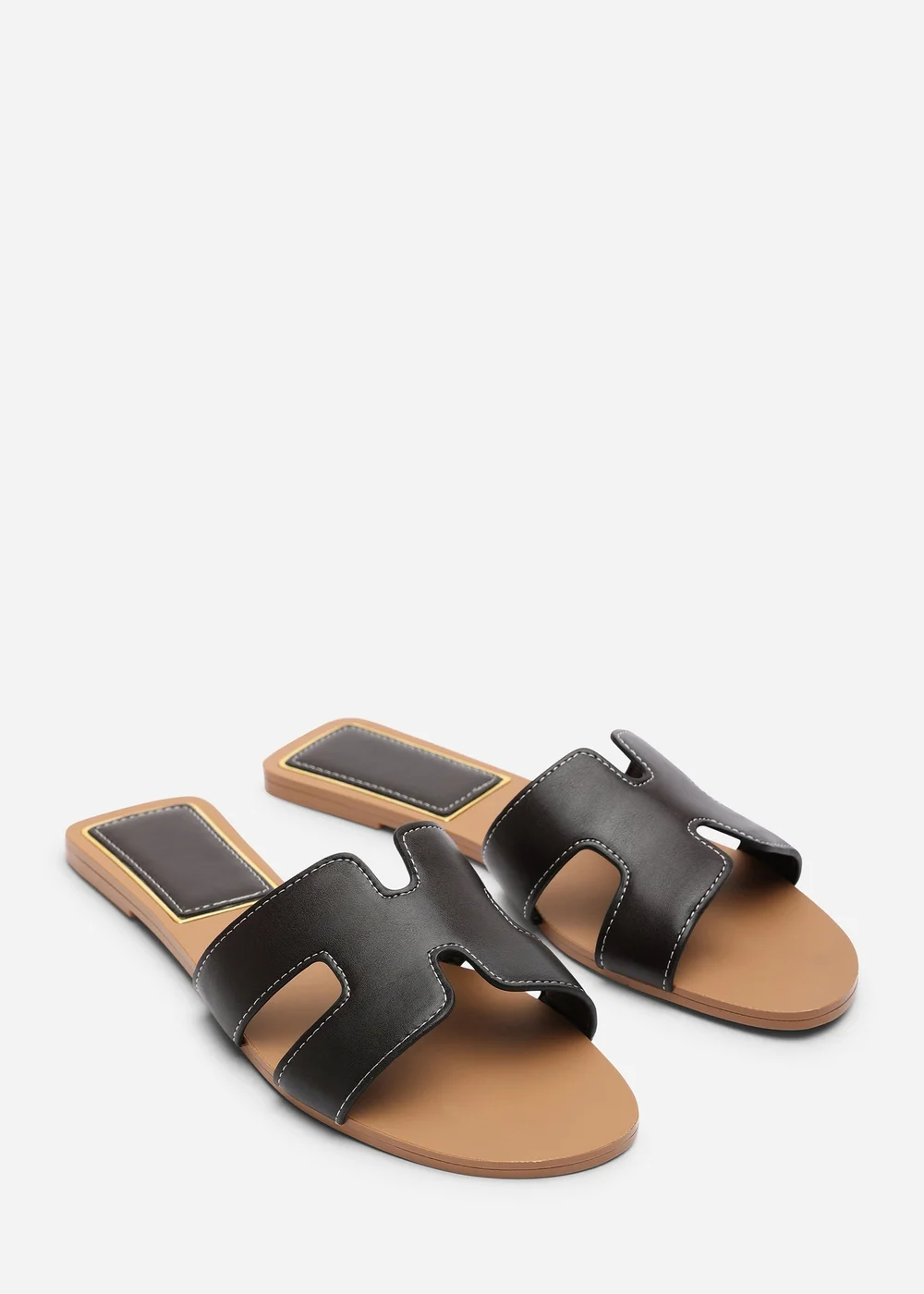 Where's That From Grazia Cut Out Design Wide Fit Slide On Sandals With Contrast Stitching - 4 Image 3