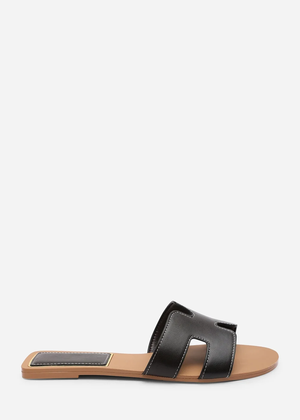 Where's That From Grazia Cut Out Design Wide Fit Slide On Sandals With Contrast Stitching - 4 Image 1