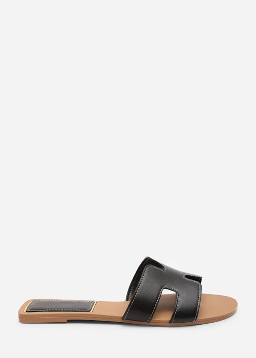 Where's That From Grazia Cut Out Design Wide Fit Slide On Sandals With Contrast Stitching - 4 Image 1