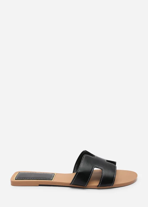 Where's That From Grazia Cut Out Design Slide On Sandals With Contrast Stitching - 4 Image 1