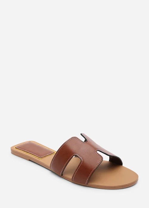 Where's That From Grazia Cut Out Design Slide On Sandals With Contrast Stitching - 8 Image 3