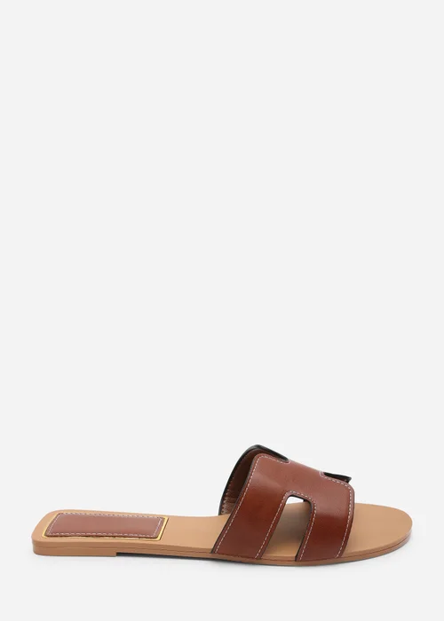 Where's That From Grazia Cut Out Design Slide On Sandals With Contrast Stitching - 8 Image 1