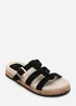 Where's That From Bambi Multi Strap Footbed Black Suede Sandal - Size 6 Image 3
