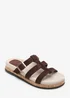 Where's That From Bambi Multi Strap Footbed Dark Brown Suede Sandal - Size 5 Image 3