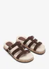 Where's That From Bambi Multi Strap Footbed Dark Brown Suede Sandal - Size 5 Image 4