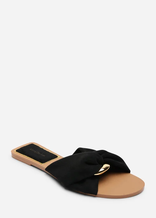 Where's That From Lavina Knot Detail Black Faux Suede Slide On Sandal - 4 Image 4