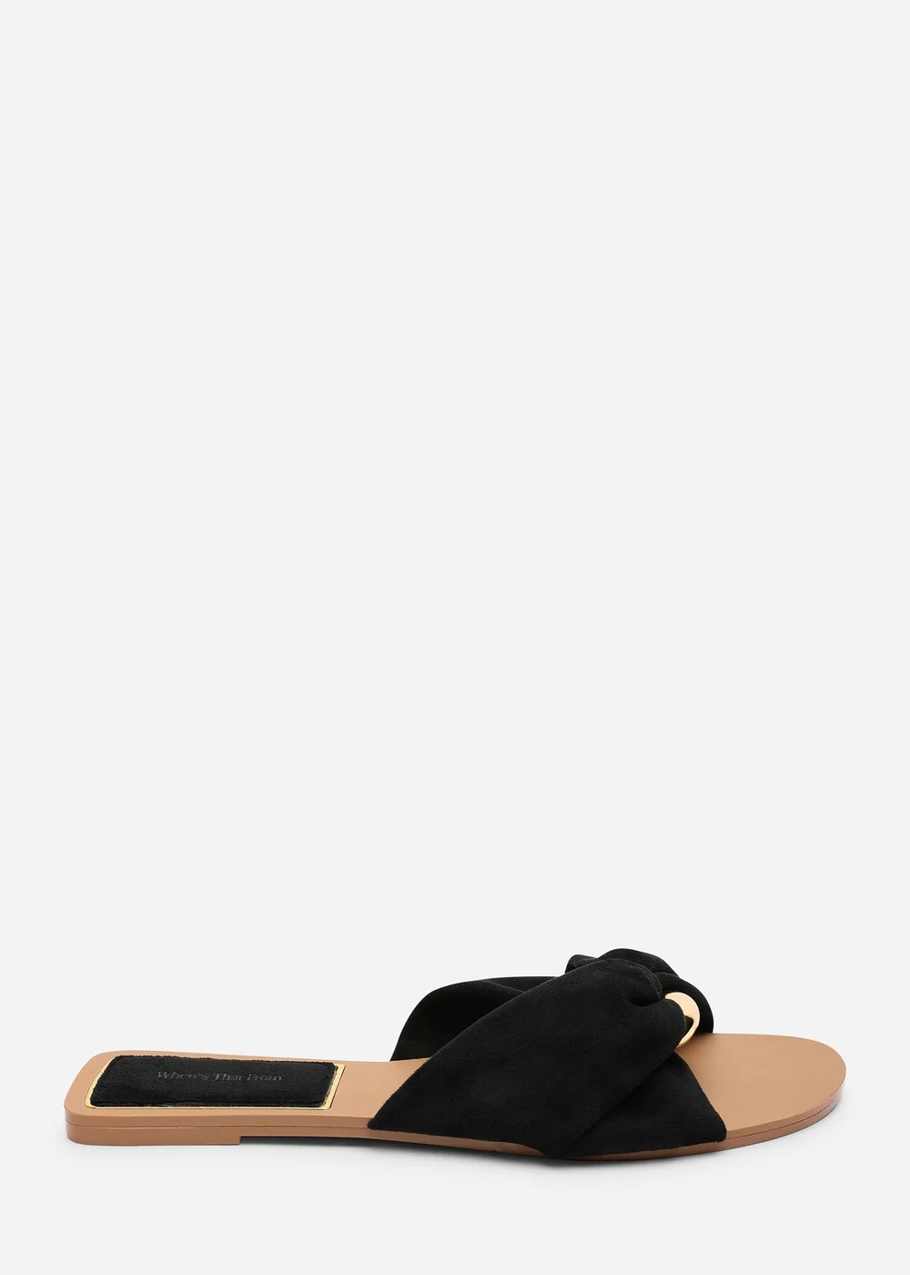 Where's That From Lavina Knot Detail Black Faux Suede Slide On Sandal - 4 Image 3