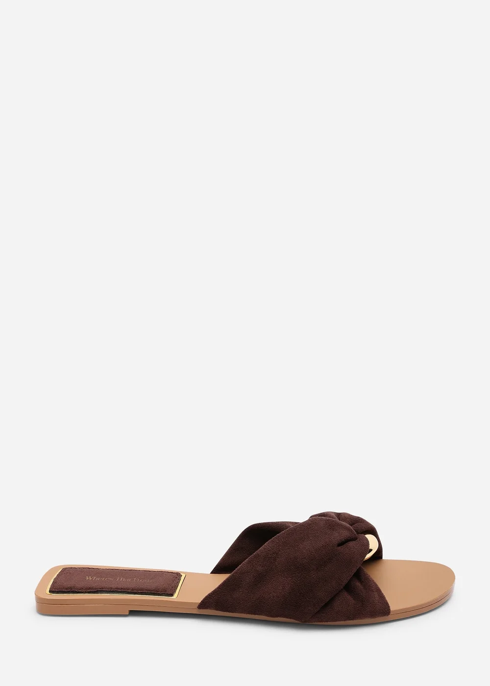 Where's That From Lavina Knot Detail Dark Brown Faux Suede Slide On Sandal - 4 Image 1