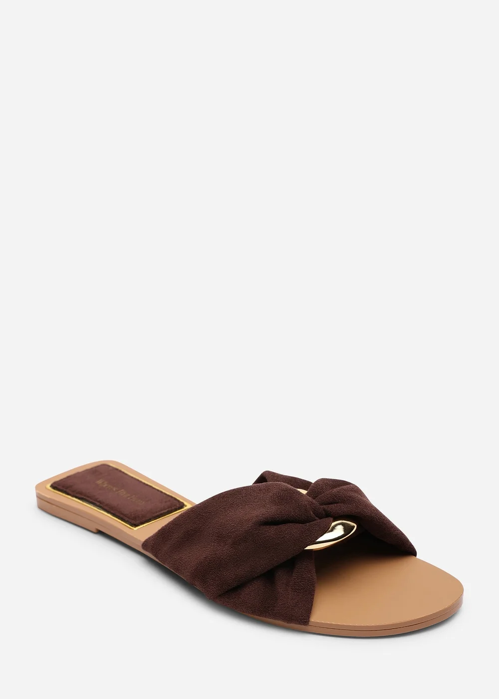 Where's That From Lavina Knot Detail Dark Brown Faux Suede Slide On Sandal - 4 Image 3