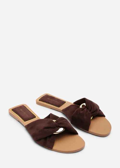 Where's That From Lavina Knot Detail Dark Brown Faux Suede Slide On Sandal - 4 Image 4
