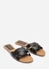 Where's That From Elvira Braided Dark Brown Slide on Sandals with contrast stitching - 6 Image 3