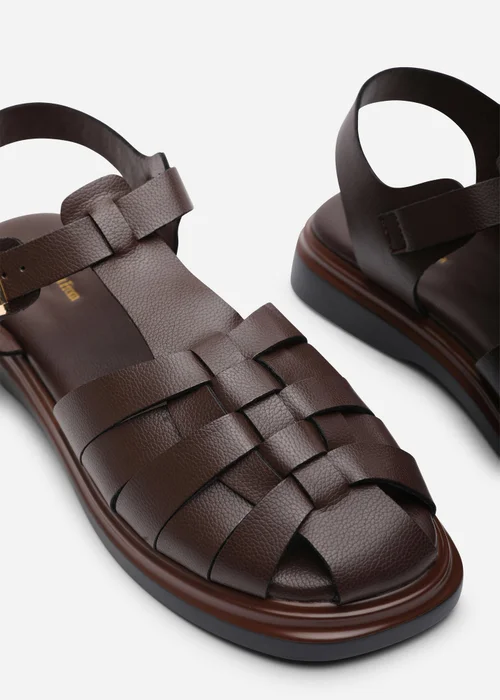 Where's That From Chime Fisherman Flatform Dark Brown Sandal - 5 Image 5