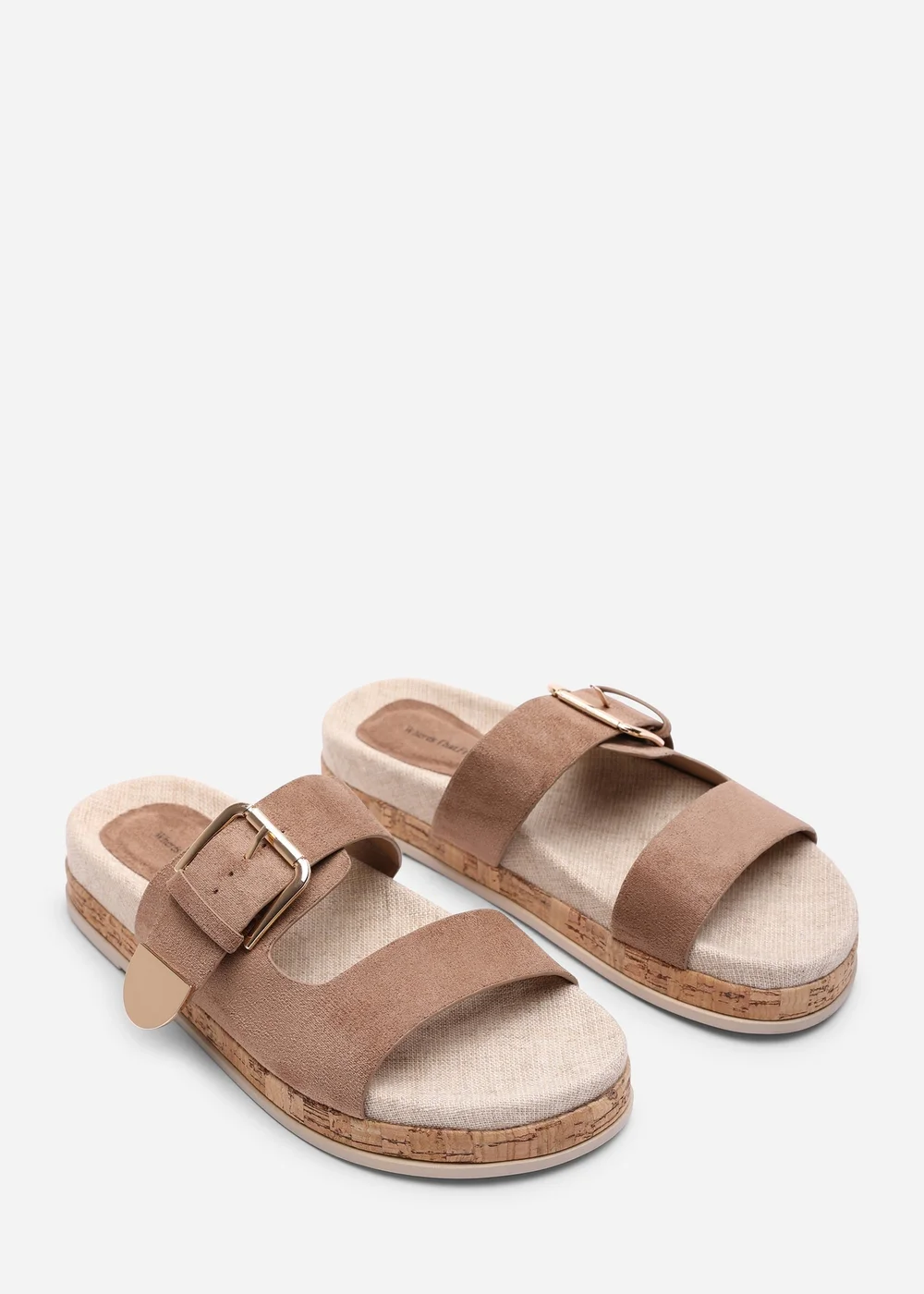 Where's That From Avenue Buckle Footbed Camel Faux Suede Sandal - 6 Image 4