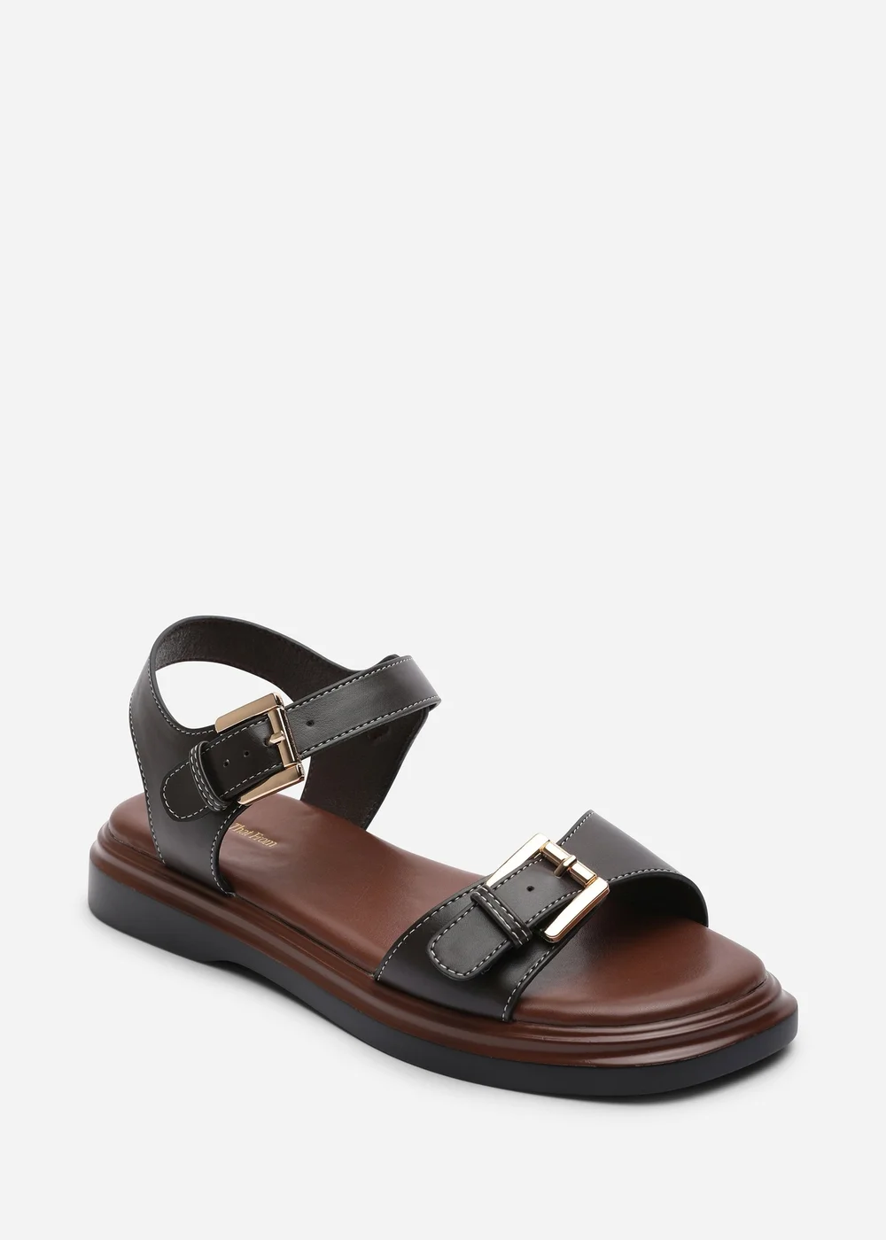 Where's That From Circa Flatform Double Buckle Black Sandal - 4 Image 5