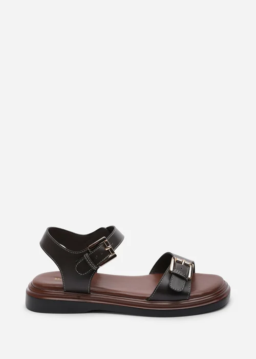 Where's That From Circa Flatform Double Buckle Dark Brown Sandal - 4 Image 4