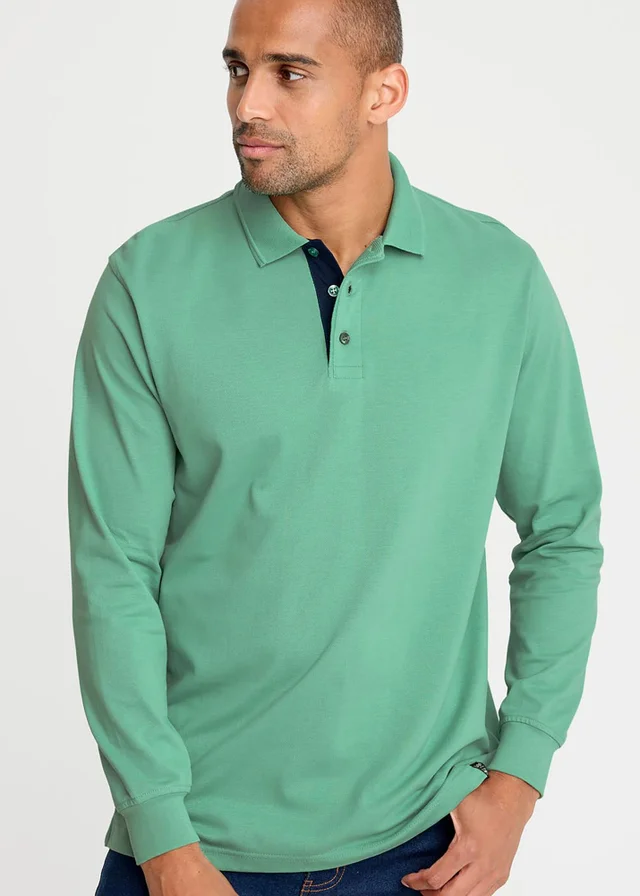 Cotton Traders Apple Long Sleeve Polo Shirt