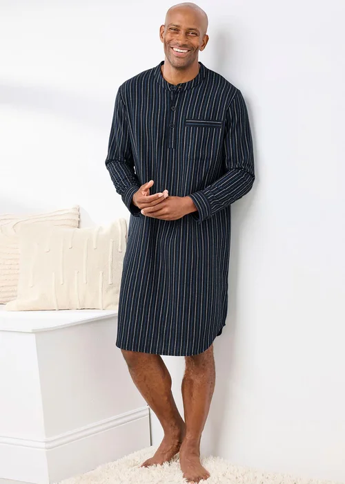 Cotton Traders Black Cotton Brushed Nightshirt - 4XL Image 1