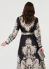 Izabel London Black Floral Border Tie Waist Midi Dress - 8 Image 2