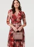 Izabel London Rust Floral 3/4 Sleeve Mesh Midi Wrap Dress - 18 Image 3
