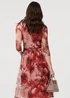 Izabel London Rust Floral 3/4 Sleeve Mesh Midi Wrap Dress - 18 Image 2