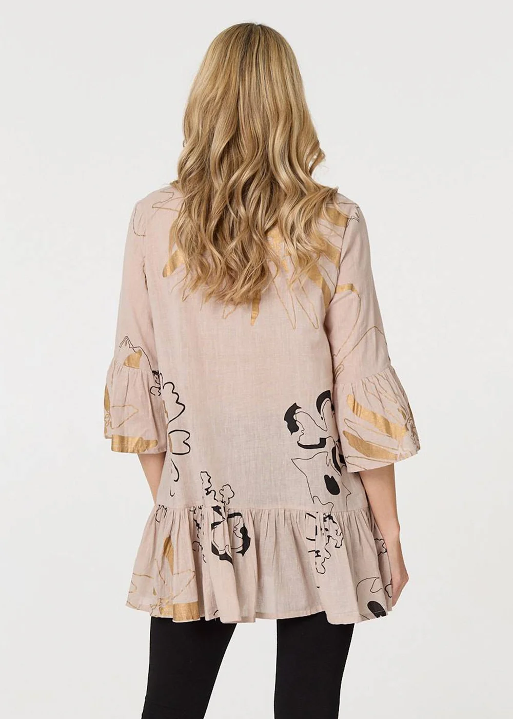 Izabel London Pink Floral Lace 3/4 Sleeve Frill Short Dress - 10 Image 2