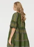 Izabel London Green Embroidered 1/2 Flare Sleeve Short Dress - 14 Image 2