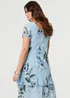 Izabel London Blue Floral Frilled Hem Knee Length Dress - 14 Image 2