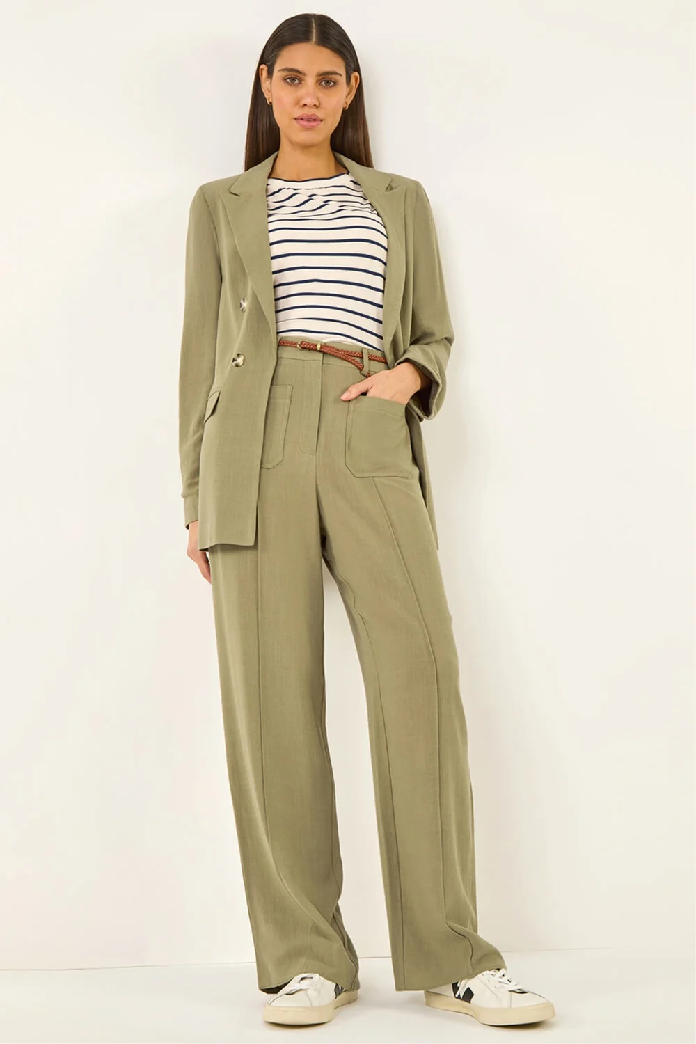 Roman Khaki Linen Blend Belted Trouser - 16 Image 2