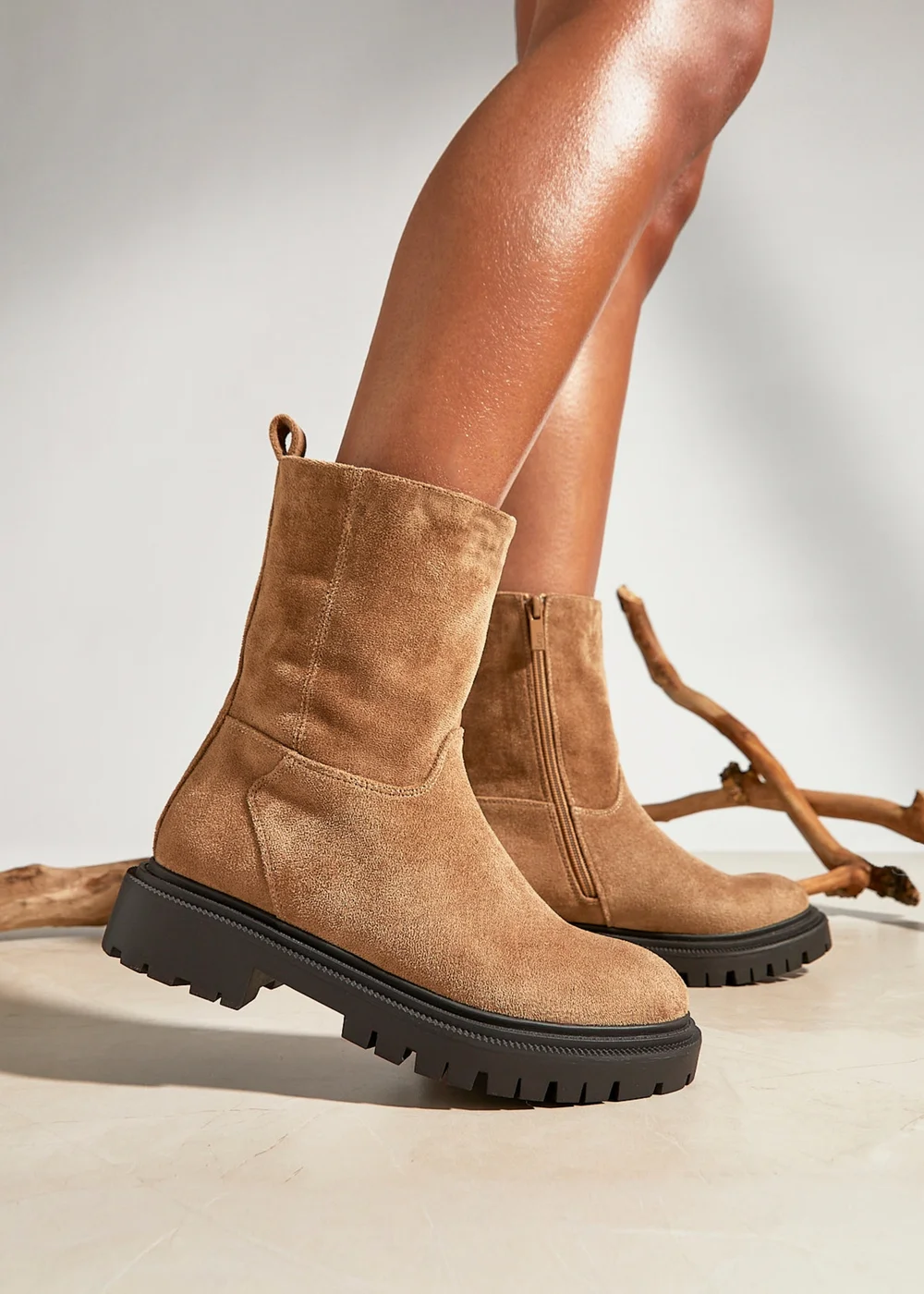 Linzi Bentley Sand Chunky Ankle Boots - 4 Image 1