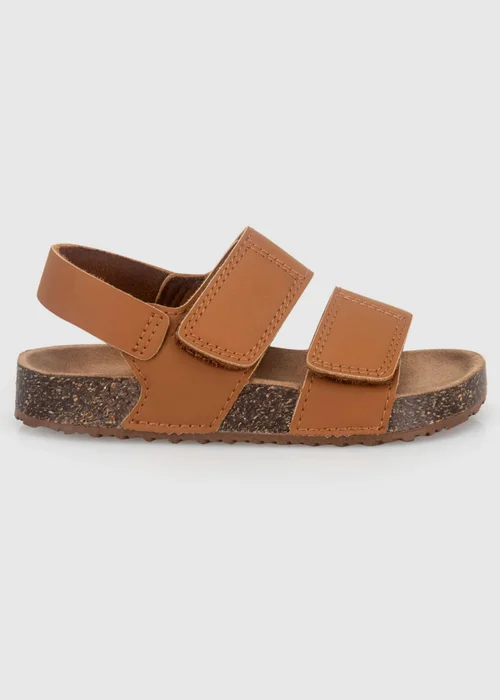 Totes Kids Tan Double Strap Sandals With Back Strap - 7 - 8 infants Image 1