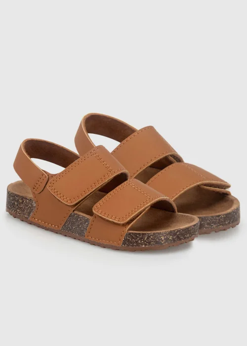 Totes Kids Tan Double Strap Sandals With Back Strap - 7 - 8 infants Image 3