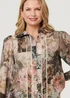 Izabel London Sage Floral Lace Trim Long Puff Sleeve Shirt - 12 Image 4