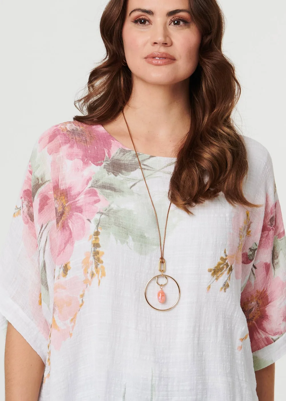 Izabel London White Floral 3/4 Sleeve Layered Tunic Blouse - 8 Image 3