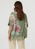 Izabel London Khaki Floral 3/4 Sleeve Layered Tunic Blouse - 8 Image 2