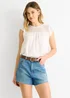 Gini London White Crochet Panel Viscose Loose Fit Top - L/XL Image 3