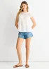 Gini London White Crochet Panel Viscose Loose Fit Top - L/XL Image 1