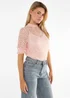 Gini London Blush High Neck Lace Loose Fit Blouse - 14 Image 3