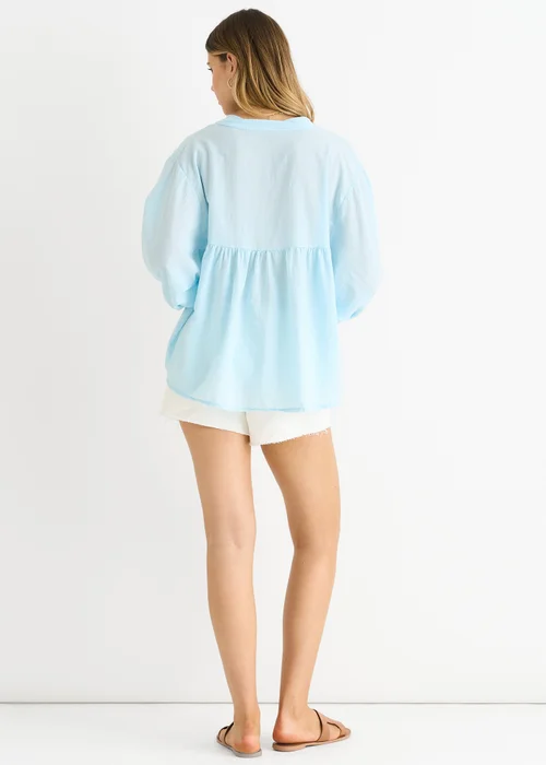 Gini London Sky Blue Cotton Oversized Top - M/L Image 2