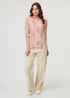 Izabel London Pink Floral Lace Trim 3/4 Puff Sleeve Shirt - 10 Image 1