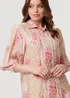 Izabel London Pink Floral Lace Trim 3/4 Puff Sleeve Shirt - 10 Image 3